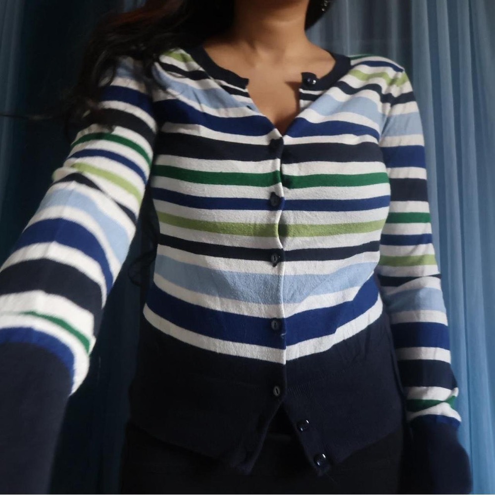Striped Button-Front Cardigan - Picture 3 of 6
